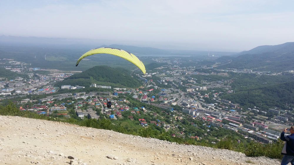 Paraglider over Petropavlovsk-Kamchatsky