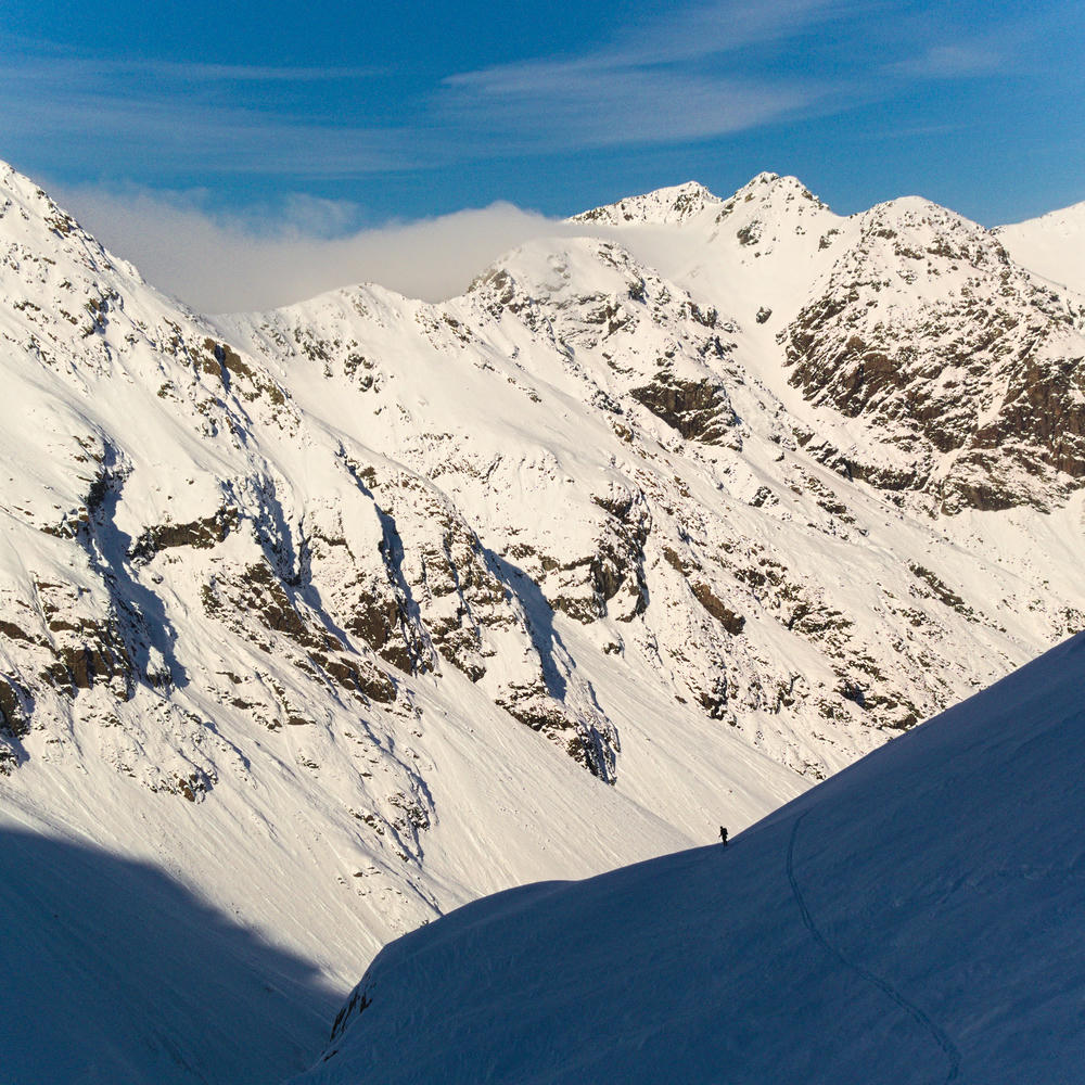 Picking our way down the Crow Glacier