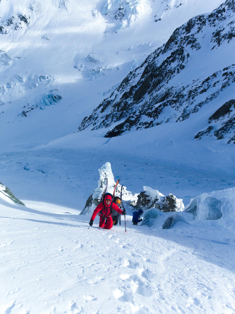 The crux of the Rudolf Glacier below Graham Saddle