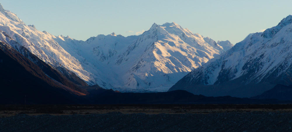 Looking up the Tasman and Rudolf Glacier from Mt Cook airport