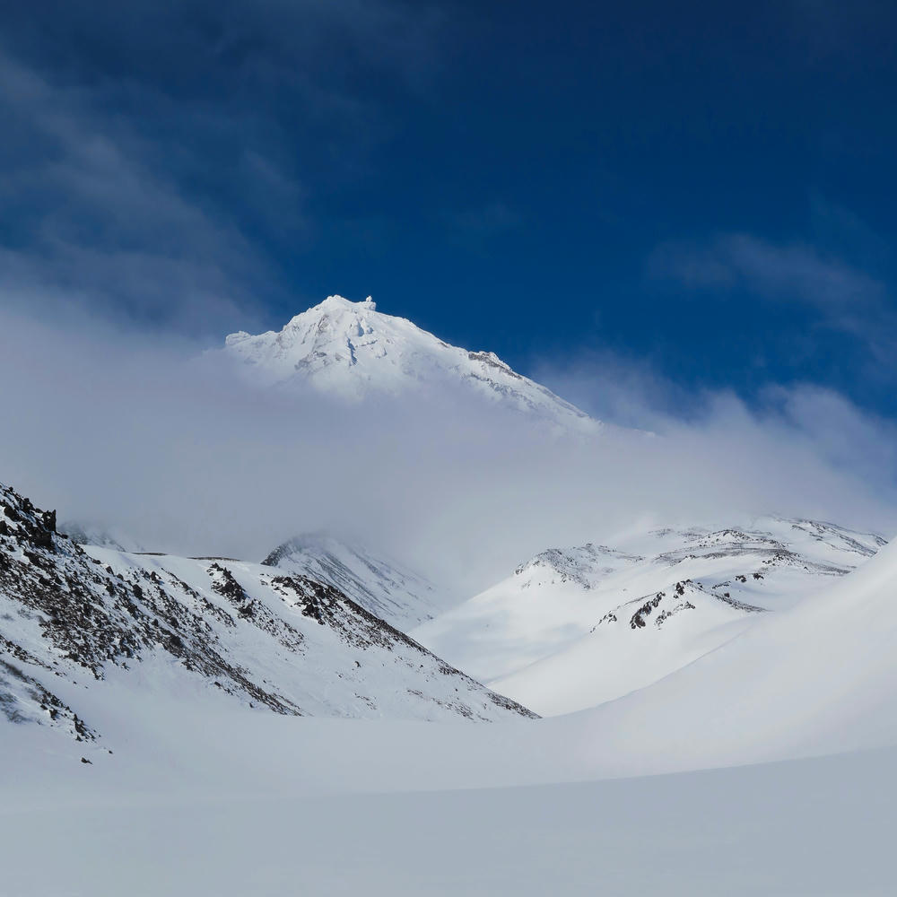 Koryaksky hidden by clouds