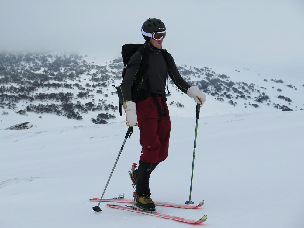 Jack negotiating some icy conditions on the traverse around Blue
Lake